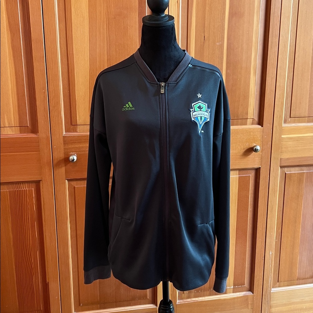 Adidas dark gray Full-Zip Jacket with Embroidered Sounders  Crest